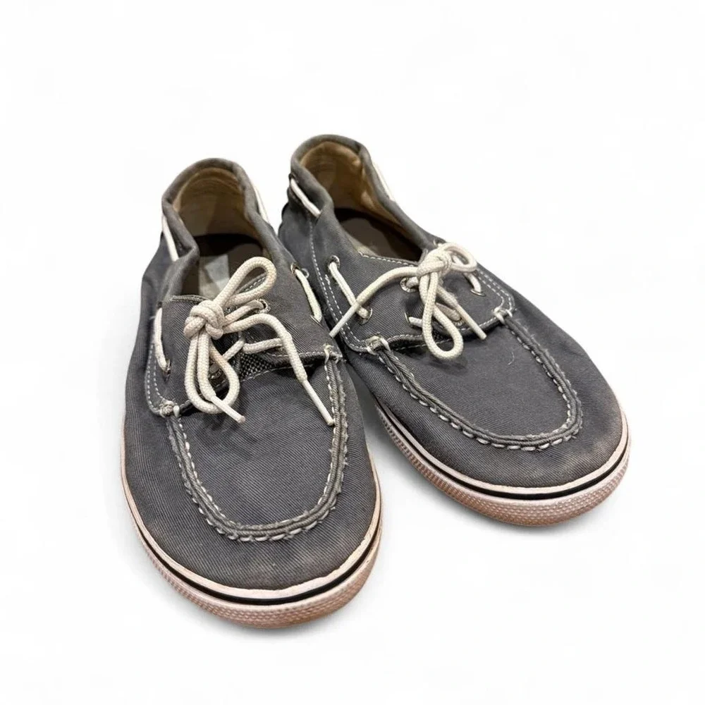 Sperry Top-Sider Halyard Gray Canvas Boat Shoes Youth 4.5 Women 6.5
